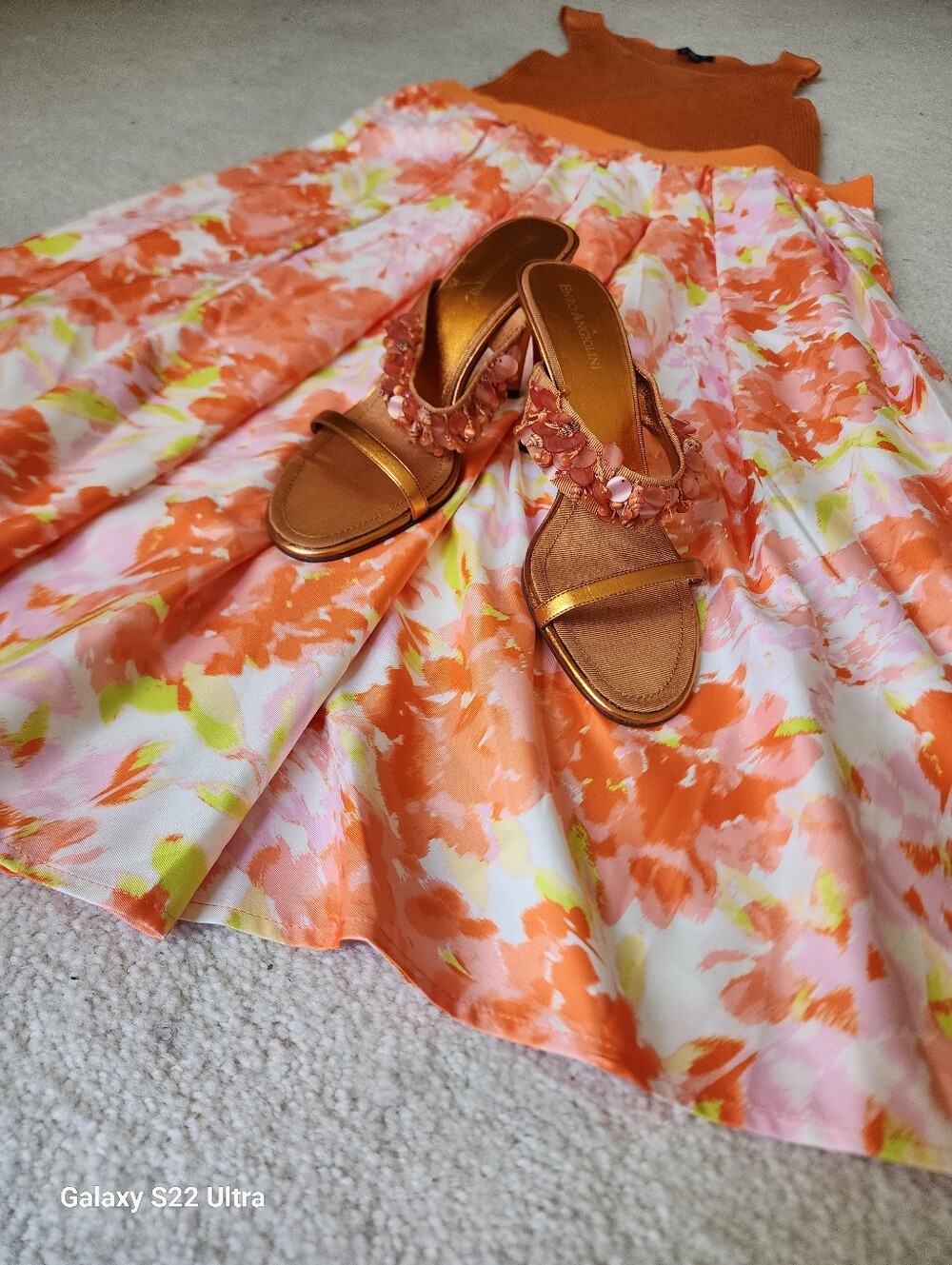 Enzo Angiolini Metallic Orange Slide Heels